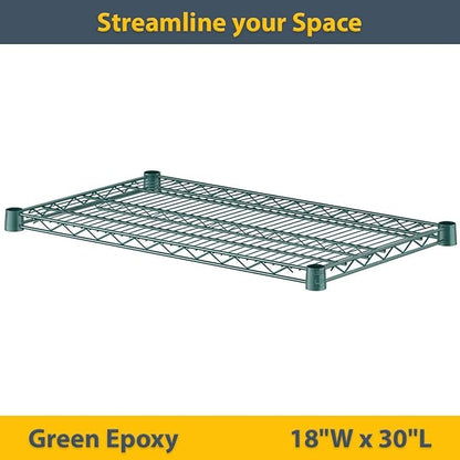 2 Pack Green Additional Wire Shelf for 18" x 30" Shelving Units, Replacement Shelves for Wire Rack