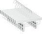 TOPIA HANGER All White Wooden Pants Hangers, Wood Skirt Hangers with Clips, Deluxe Hanger with 360° Swivel Anti-Rust Flat Hook, Smooth Finish Wood for Slacks Trousers Hanger 20 Pack -CT03W