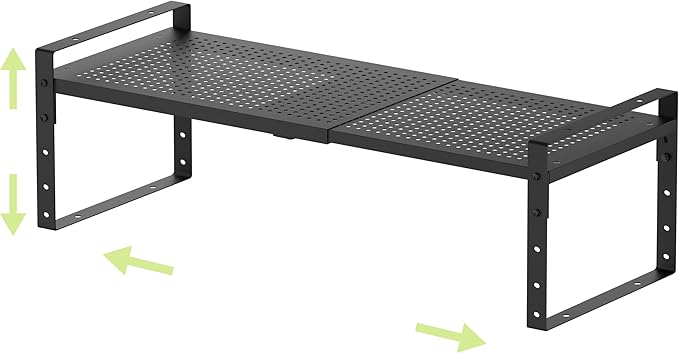 Expandable Shoe Rack Heavy-Duty Closet Organizer Adjustable Shelf Stackable Metal Framework for Entryway, Garage,RV,Pantry,Cabinet(Large,1 Pack/Black)