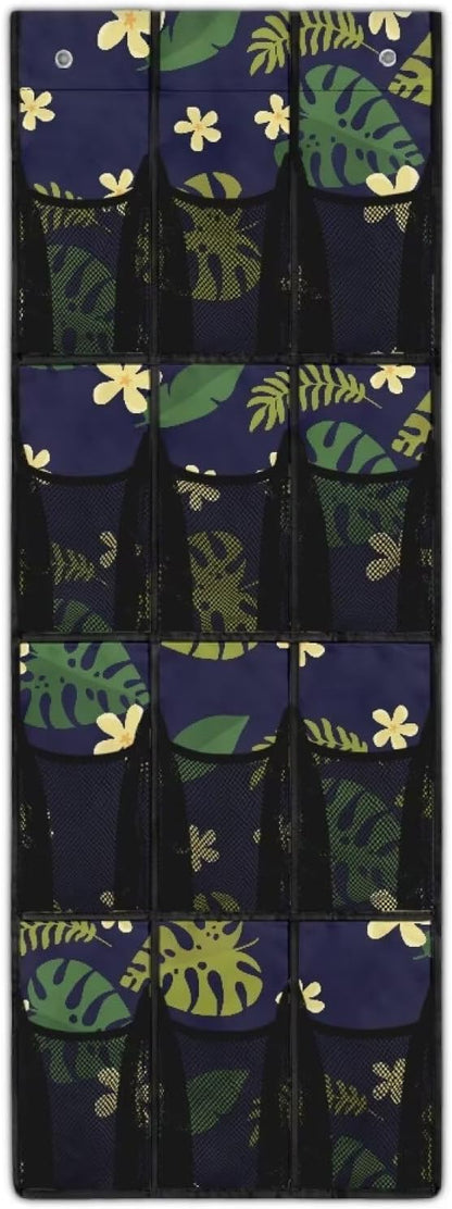 Monstera Over the Door Shoe Organizer 12 Large Mesh Pockets Sturdy Oxford Fabric Shoe Rack for Door Hanging Shoe Organizer