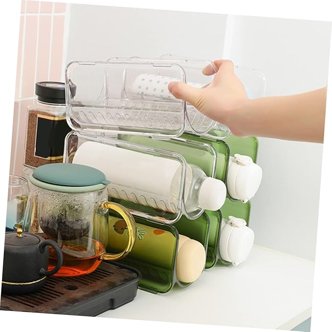 Zerodeko 2pcs Stackable Water Bottle Organizer Multi Transparent Holder for Home Kitchen and Pantry Storage Space-Saving and Practical Drink Organizer Design