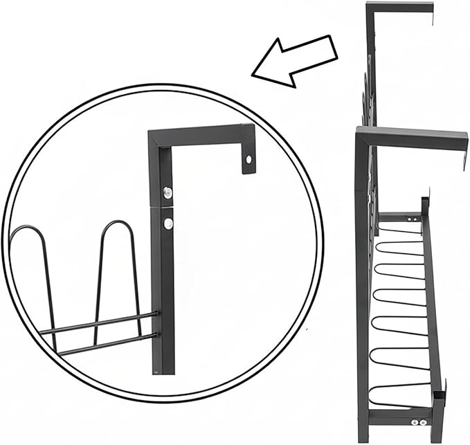 DouSeiAi Metal Wall Mounted Shoe Rack – 3-Tier Hanging Shoe Organizer with 18 Hooks, Space-Saving Boot & Shoe Holder for Walk in Closet, Mudroom, Entryway, Garage, Holds 9 Pairs
