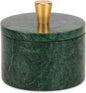 Marble Salt Cellar with Lid, 4 inch Natural Stone Salt Pepper Box, Alloy Lid for Kitchen Countertop Storage (Blackish Green, 4 * 3.5)