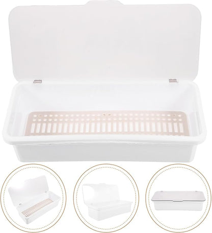 Alipis Plastic Silverware Tray with Lid, Silverware Countertop Storage Container Kitchen Cutlery and Utensil Drawer Organizer for Kitchen Flatware Spoons Forks White