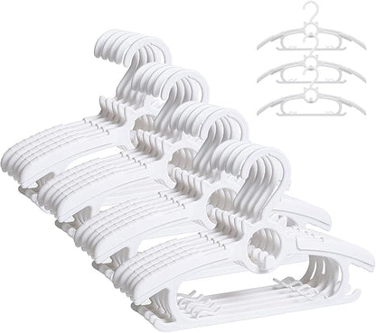Baby Hangers,20pack White Kids Clothes Hanger, 11-14" Adjustable Infant Hanger, Non-Slip and Children Outfit Bear Hanger for Girl Boy Toddler Kids Child.