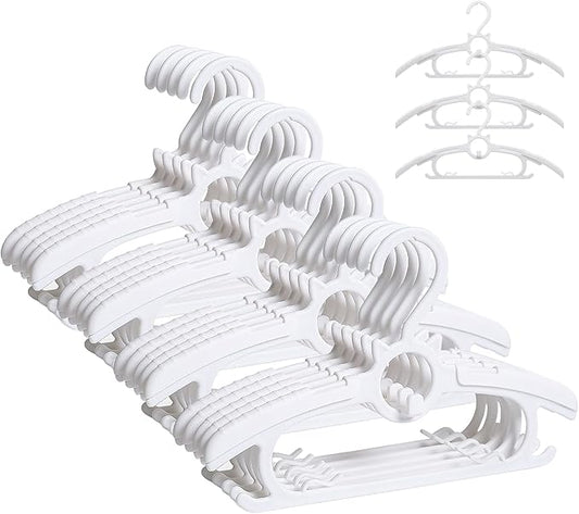 Baby Hangers,20pack White Kids Clothes Hanger, 11-14" Adjustable Infant Hanger, Non-Slip and Children Outfit Bear Hanger for Girl Boy Toddler Kids Child.