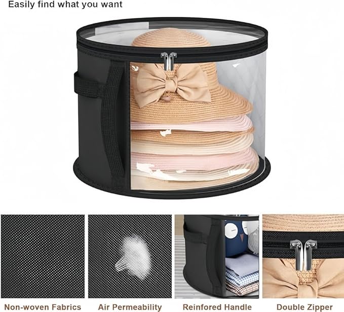 Breathable Hat Organiser Bag Foldable Caps Holder Hat Storage Bucket with Handle for Travel and Home Use