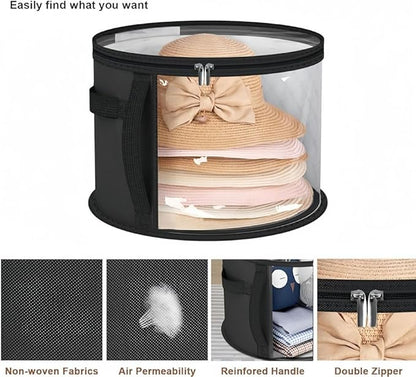 Breathable Hat Organiser Bag Foldable Caps Holder Hat Storage Bucket with Handle for Travel and Home Use
