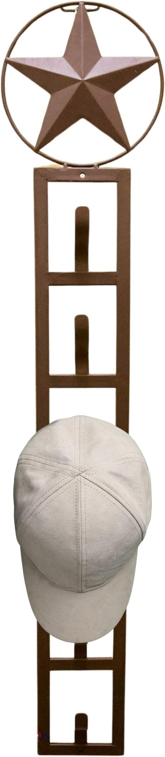 BestGiftEver Wall Mounted Metal Star Baseball Cap Holder Organizer Rack for Baseball Caps, Backpack Storage, Rustic Cap Organizer, Hat Storage Solution for Sports Fans, Dorm Room, and Home Decor