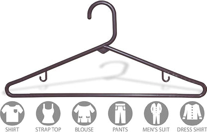 Brown Plastic Tubular Top Hanger with Fixed Bar, Space Saving Tube Hangers with Hooks for Hanging Straps (Set of 72) by The Great American Hanger Company
