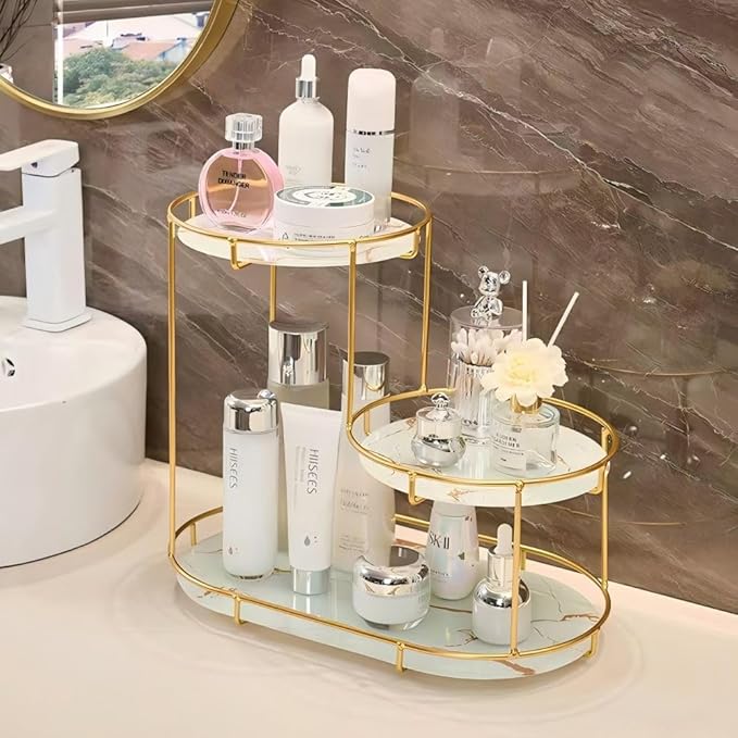 Gold Storage Rack, Bathroom Table Shelf, Perfume Tray, Beautiful Appearance, Super Capacity, Complete Your Daily Storage (QS-20-1) (QS-18)