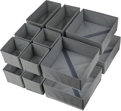 Fordonral 16 Pack Drawer Organizer Clothes, Foldable Fabric Dresser Organizer Closet Organizers and Storage Box for Underwear,Folded Clothes,Baby Clothing,Socks,Bra,Towels,Ties(Gray)