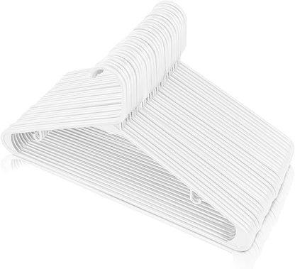 Utopia Home Plastic Hangers 200 Pack - Space Saving Clothes Hanger - Durable & Strong Closet Organizers and Storage with Built-in Strap Hooks - Essential for Shirts, Pants, Skirts & Coats (White)