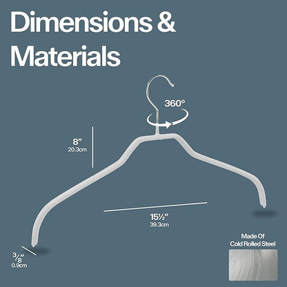 Mawa Clothing Hangers, Steel Hanger with Non-Slip Coating, for Shirts, Dresses, Camisoles, T-Shirts, 360-degree Rotatable Hook