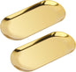 2 PCS Gold Stainless Steel Decorative Tray, 7-Inch Oval Jewelry Dish and Vanity Organizer for Bathroom, Towels, and Small Items