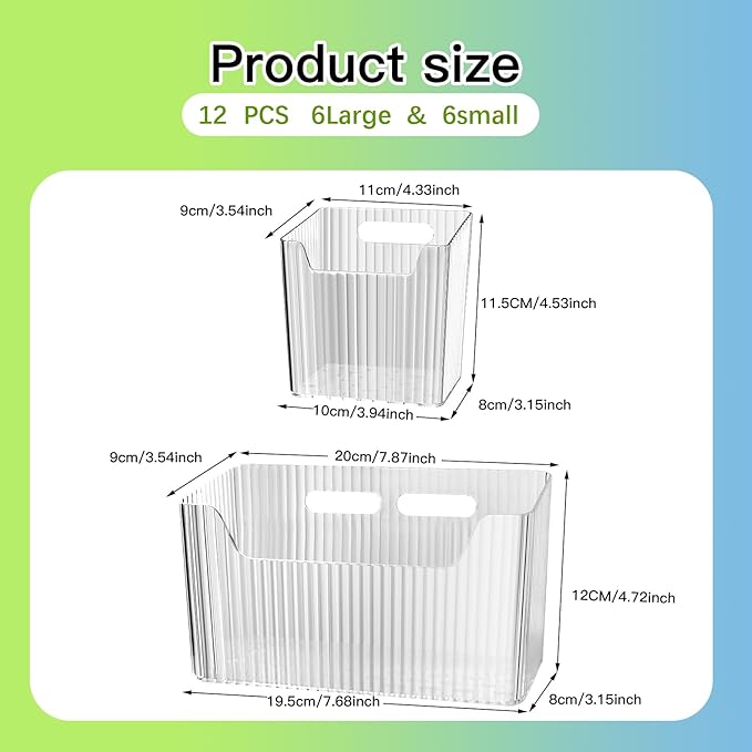 12 Pcs Storage Organizer Bins Wall Mounted Organizer Basket,Wall Organization Container Hanging Basket Bins,for Organizing Cosmetics, Toiletries and Kitchen Supplies