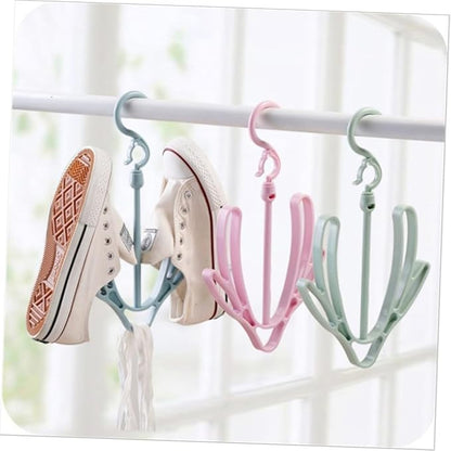 6pcs Shoe Rack Hanging Organizer Windproof Drying Rack Shoes Hanger Space-saving for Home Garage Random Color