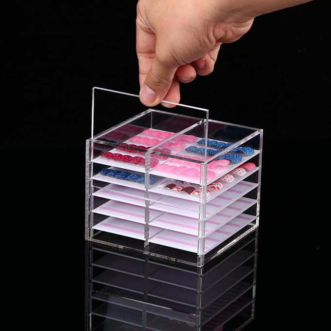 10 Layers Nail Art Extensions Storage Organizer,Cosmetic Makeup Container Box,Clear Case Cabinet Display for Nail Supplies Artists,Home & Nail Salon (10 Layers for Nail)