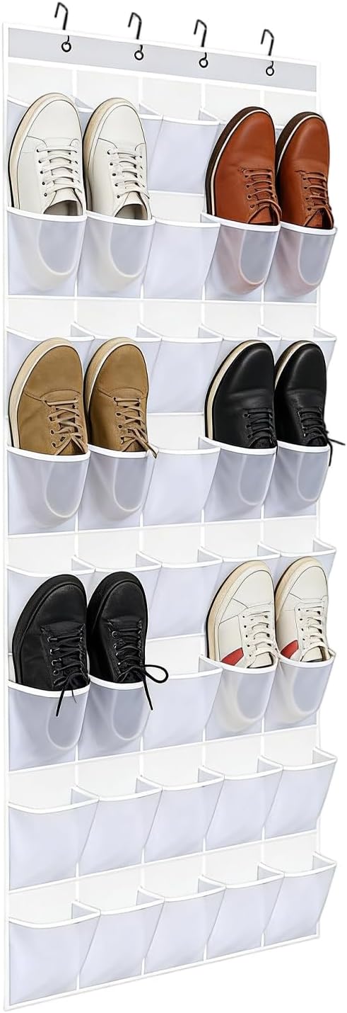 Shoe Hanger for Door - 40-Pocket Mesh Foldable,Folding Shoe Organizer Door Hanger,for Bedroom Living Room Bathroom Entryway Sneaker Slippers Toiletries Bottles Crafts Toys