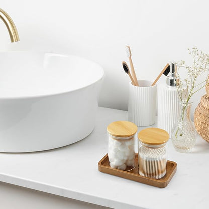 ALELION 8" Acacia Wood Bathroom Vanity Tray for Counter - Dresser Top Tray for Perfume Jewelry Candle Key Catchall - Small Kitchen Countertop Organizer for Soap Dispenser and Sponge Holder
