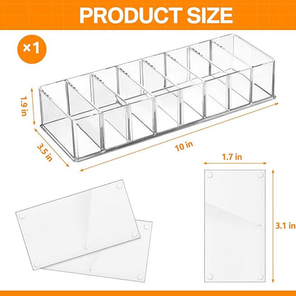 Tuanse 1 Pcs Acrylic Makeup Compact Organizer Detachable 8 Spaces Clear Vanity Drawer Organizer Eyeshadow Palette Storage for Lipstick Highlighter, Skincare Cosmetic Display Cases for Bathroom