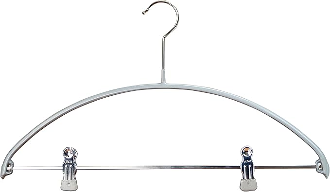 Mawa by Reston Lloyd European Non-Slip Metal Clothing Hanger, Smooth Shoulder Support & Adjustable Pant Clips, 1 Piece, Silver