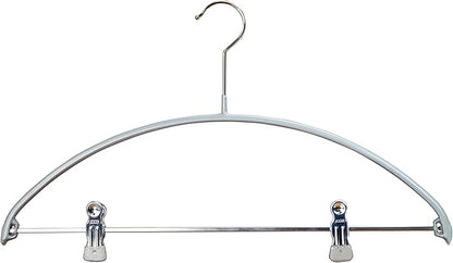 Mawa by Reston Lloyd European Non-Slip Metal Clothing Hanger, Smooth Shoulder Support & Adjustable Pant Clips, 1 Piece, Silver