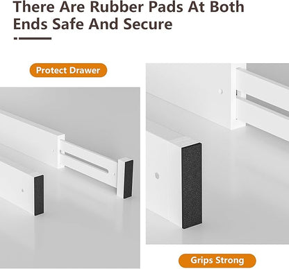 DUCOO 4 PCS Drawer Divider, 17"-22" Adjustable Bamboo Drawer Dividers Organizers, Expandable Separators for Kitchen, Clothes, Dressers, Home, Office, White