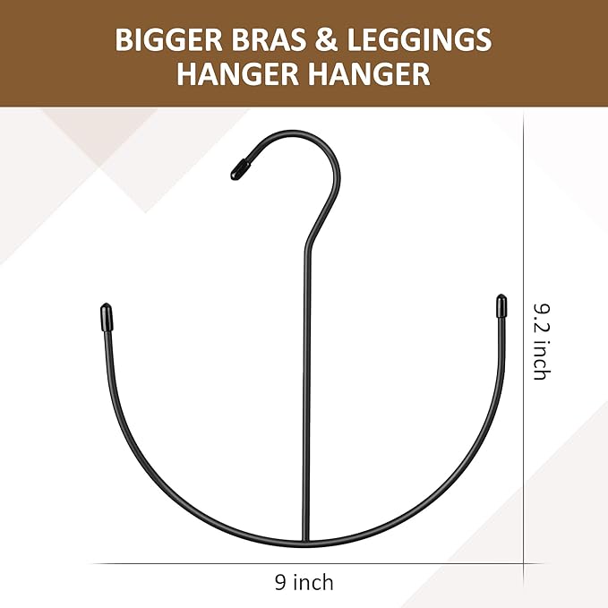 ZEDODIER Legging Hangers for Closet Organizer, Space Saving Sport Bra Hanger, 10 Storage Capacity Closet Organizers and Storage for Bras Tank Tops Belts Hats, Black