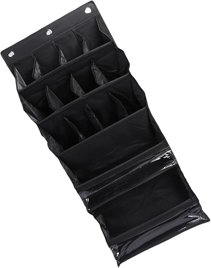 Over The Door Shoe Organizer,24 Pocket Hanging Shoe Rack for Closet, Breathable Mesh Storage Holder, Space Saving Shoe Bag for Men Women, Multi Purpose Door Hanger (Black)