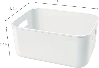 Set Of 3 Plastic Storage Bins,Versatile Kitchen Pantry Organization and Storage,for Plastic Storage Container Under Bed,Under Sink Bathroom Organizer (White, 3 Pack Small