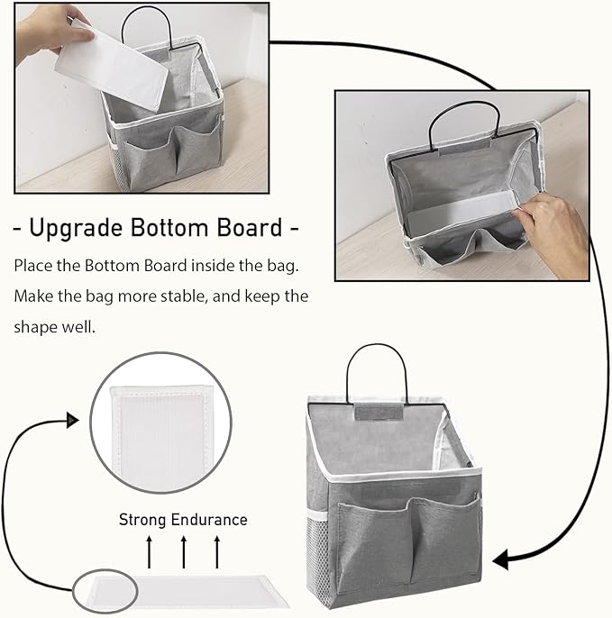 Kanrichu 2pcs Large + 2pcs Small Wall Hanging Storage Bag for Home & Camper (Blue & White)