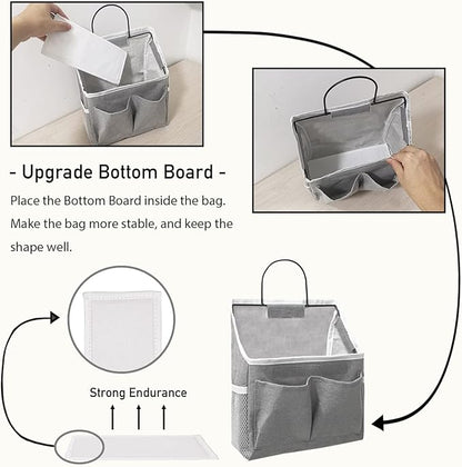 Kanrichu 2pcs Large + 2pcs Small Wall Hanging Storage Bag for Home & Camper (Blue & White)