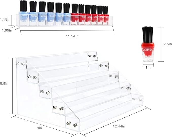 Nail Polish Organizer, 5 Layers Acrylic Display Rack, Cosmetics Storage, Unisex