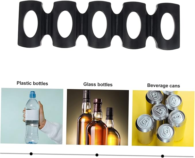 Amosfun 4pcs Refrigerator Beverage Holder Mat for Beer Cans Slip Silicone Organizer for Fridge Space Saving Drink Storage Rack High and Low Temperature Resistant Black