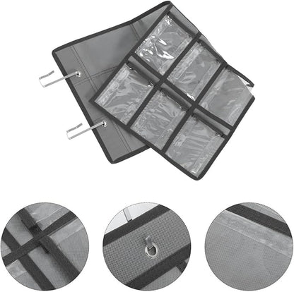 Tofficu 12-Pocket Wall Hanging Jewelry Organizer and Cell Phone Holder with Clear PVC Pockets and Metal Hooks Space-Saving Storage for Classroom Office and Home 26 X 12 Inches