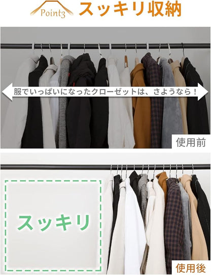 Titiroba YJ-02-H-6 Hanger, Suit, Coat, Jacket, Non-Slip, Non-Slip, Non-Slip, Non-Slip, Non-Slip, Stylish, Set of 6, Black
