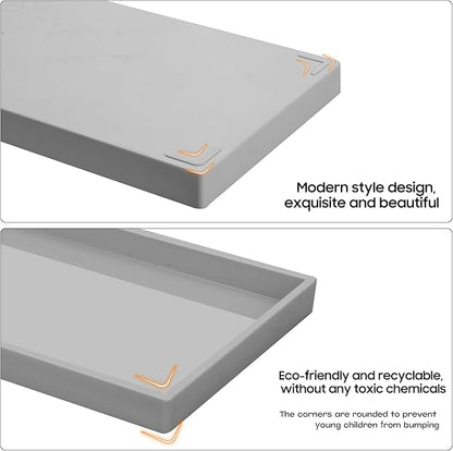 Vanity and Bathroom Tray, 9.8" ABS Countertop Organizer,Waterproof Vanity Tray for Toilet Tank,Perfume,Soap,Keys,Bathroom Accessories,Kitchen and Bath Trays,Non Slip Small Trays,Gray