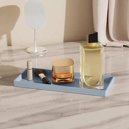 Vanity and Bathroom Tray, 11.8" ABS Countertop Organizer,Waterproof Vanity Tray for Toilet Tank,Perfume,Soap,Keys,Bathroom Accessories,Kitchen and Bath Trays,Non Slip Small Trays,Gray,2 Pack