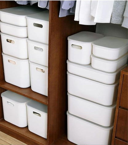 Set Of 6 Plastic Storage Bins,Versatile Kitchen Pantry Organization and Storage,for Plastic Storage Container Under Bed,Under Sink Bathroom Organizer (White, 4 XL+2 L)