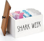 Hacaroa Tampon Holder for Bathroom, Shark Week Tampon Storage Organizer with Lid, Farmhouse Rustic Wood Pad Container Feminine Product Caddy Box for Bathroom Accessories, Movable Partition