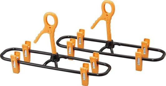 Sawafuji GP-36 Expandable and Dryable Jeans Hanger, Set of 2, Black/Orange