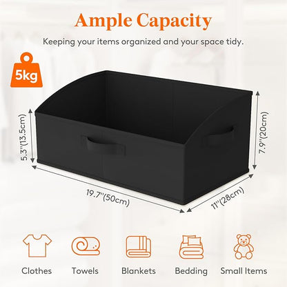 Lifewit Trapezoid Closet Storage Bins for Shelf, 6 Packs Non-woven Closet Organizer Baskets with Handles, Foldable Clothes Containers Boxes for Clothing, Book, Purse, 23L, Extra Large, Black