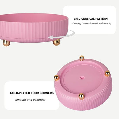 Anyoifax Makeup Perfume Organizer Tray 360 Degree Rotating Lazy Susan Skincare Lotion Organizer Spinning Cosmetics Storage for Dresser, Vanity, Bathroom Countertop, Small Pink
