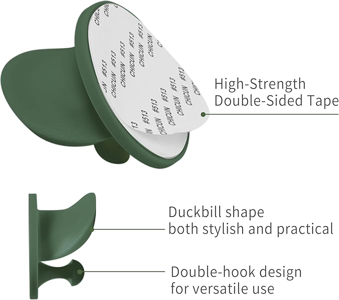 Hat Racks Adhesive Wall Hooks for Coat, Towel, Backpack, Bag, Jacket, Keys - Wide Brim Hat Organizer Hook for Bathroom,Entryway, Closet, Kitchen, Door, Dorm (2 Pack Green)