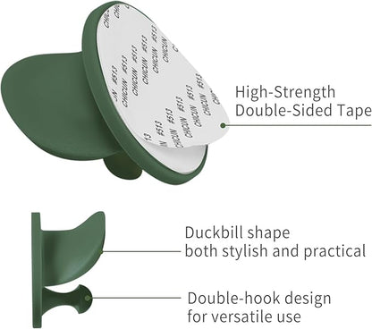 Hat Racks Adhesive Wall Hooks for Coat, Towel, Backpack, Bag, Jacket, Keys - Wide Brim Hat Organizer Hook for Bathroom,Entryway, Closet, Kitchen, Door, Dorm (2 Pack Green)