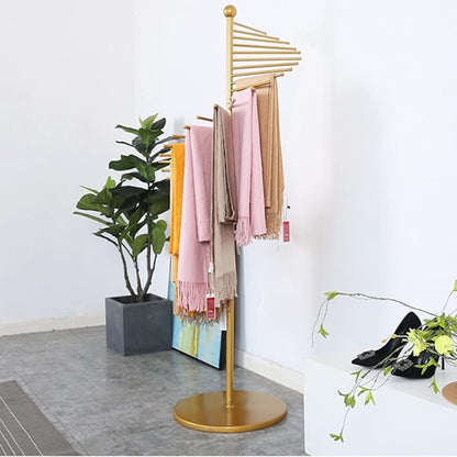 Floor-Standing Metal Spiral Scarf Display Stand, Creative Clothing Store Silk Scarf Shawl Storage Rack, Multi-Purpose Pants Rack Belt/tie Organizer Hanger Holder, Accessory Organizer Rack