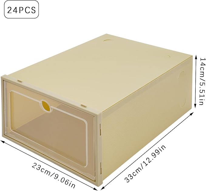 Sturdy Shoe Storage Box,Shoe Containers,24 Pack Shoe Boxes,Shoe Storage Box,Stackable Shoe Boxes,Shoe Storage Organizer,Toy Storage Organizer Bins for Entryway, Closet,Under Bed,Homes,Cloakrooms