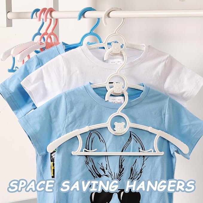 Baby Hangers for Nursery Closet 80 Pack Plastic Kids Clothes Hanger Space Saving Non Slip Extendable Toddler 11-14” Adjustable Hangers Heavy Duty Clothing Infant Hanger Bulk, White