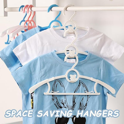 Baby Hangers for Nursery Closet 80 Pack Plastic Kids Clothes Hanger Space Saving Non Slip Extendable Toddler 11-14” Adjustable Hangers Heavy Duty Clothing Infant Hanger Bulk, White
